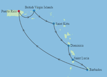 Carte itinéraire 7 Night Southern Caribbean