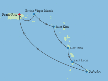 Carte itinéraire 7 Night Southern Caribbean