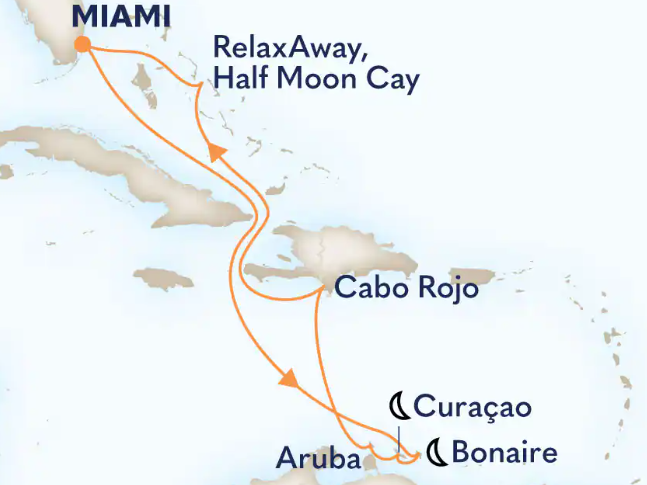 Carte itinéraire 10-Day Southern Caribbean: Abc Islands