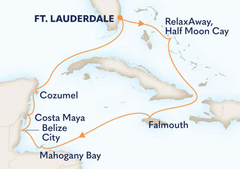Carte itinéraire 10-Day Western Caribbean: Greater Antilles, Belize & Mexico