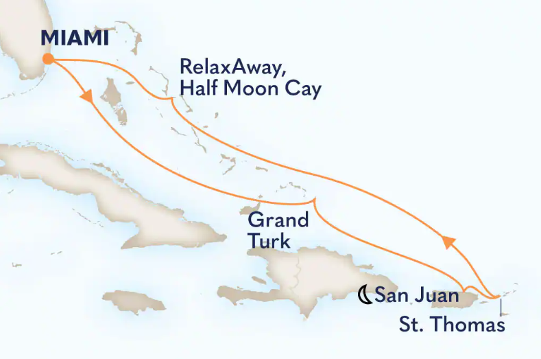 Carte itinéraire 7-Day Eastern Caribbean: San Juan & St. Thomas