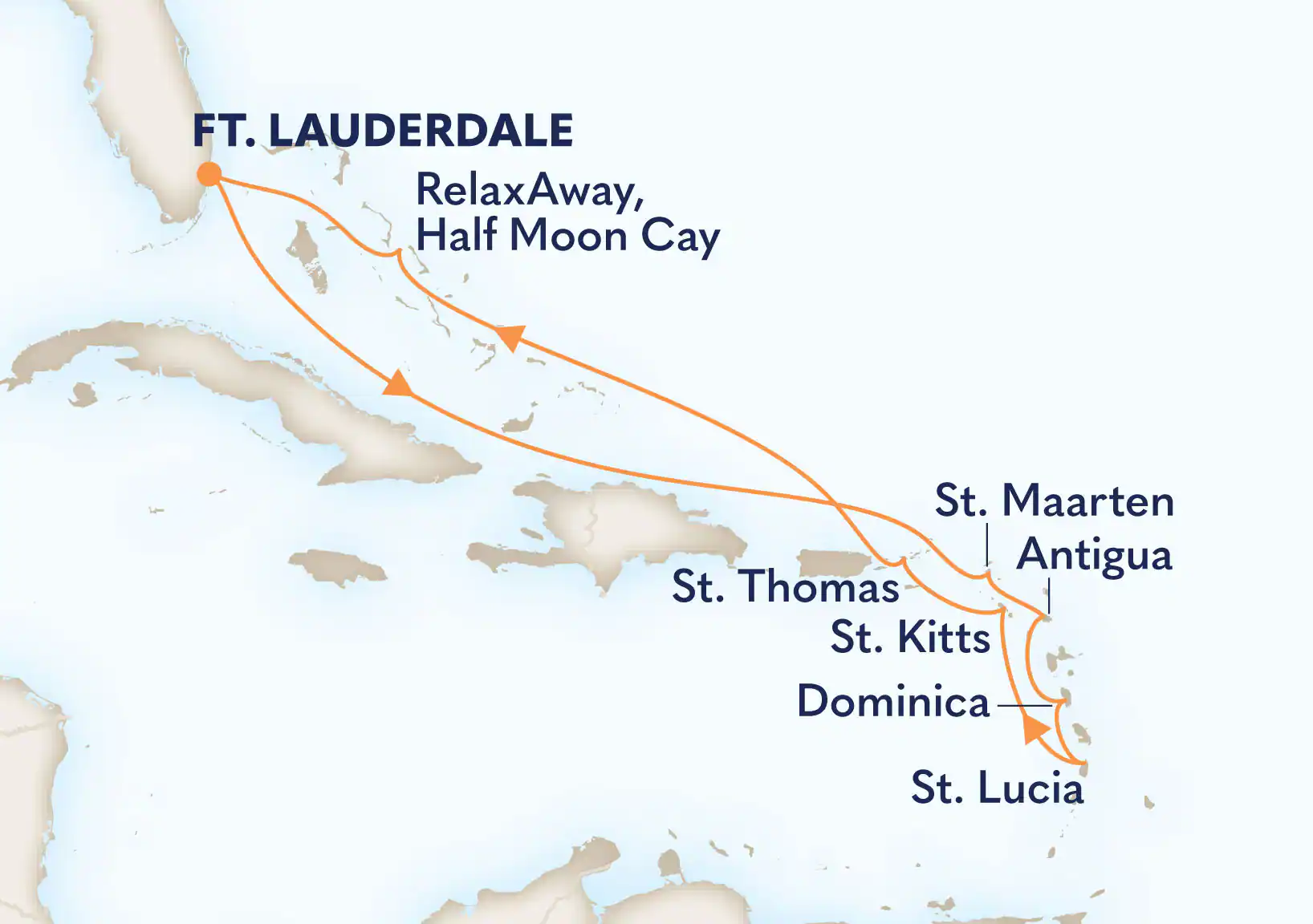 Carte itinéraire 11-Day Eastern Caribbean: Windward & Leeward Islands